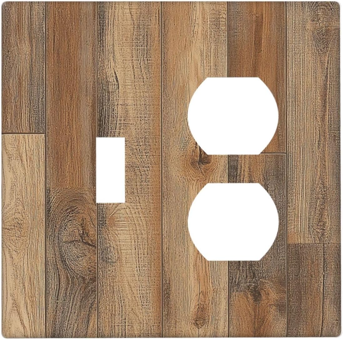 Wallplates Retro Rustic Brown Wood Grain 1 Toggle 1 Duplex Switch Plate Electrical Gfci Faceplate
