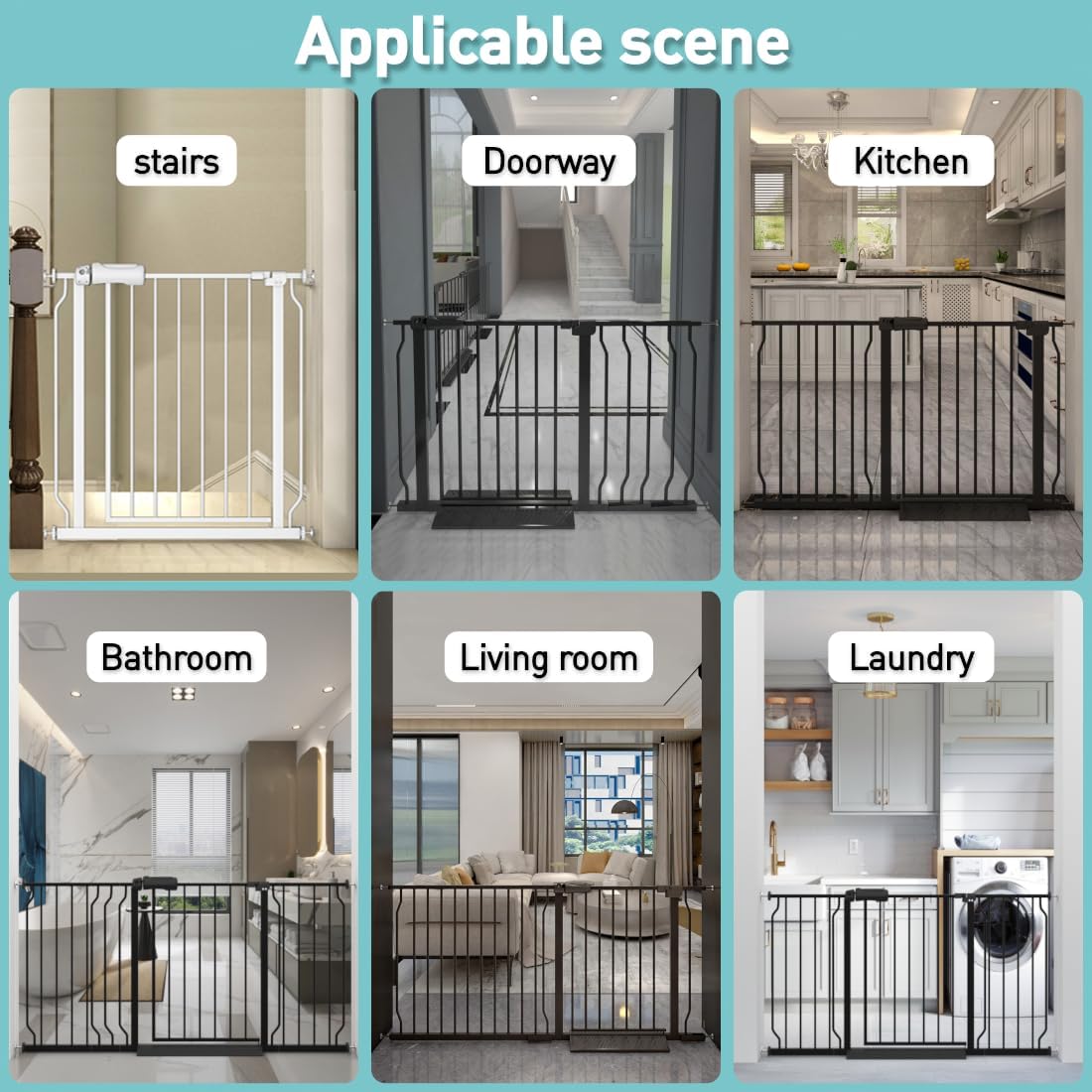 WAOWAO Baby Gate 14.16" Extra Wide Pressure Mounted Walk Through Swing Auto Close Safety White
