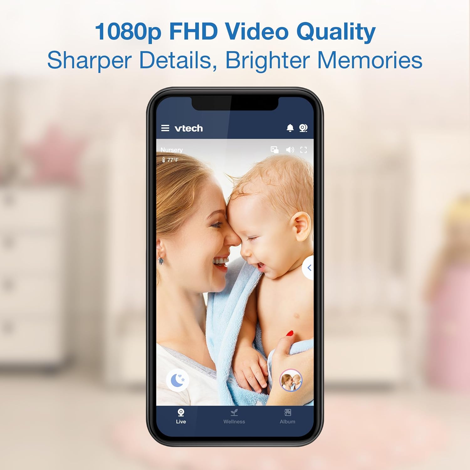 VTech 2-Cameras Smart WiFi Baby Monitor with 1080p FHD Camera and 5" HD IPS Screen, Free App with