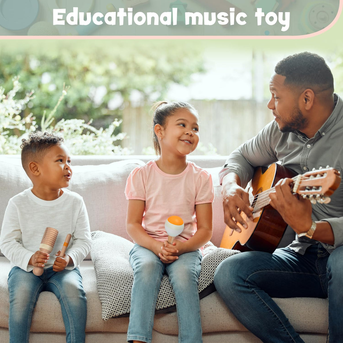 Stoie's Wooden Toddler Musical Instruments with Xylophone, Maracas, Triangle, Tamburine for Babies