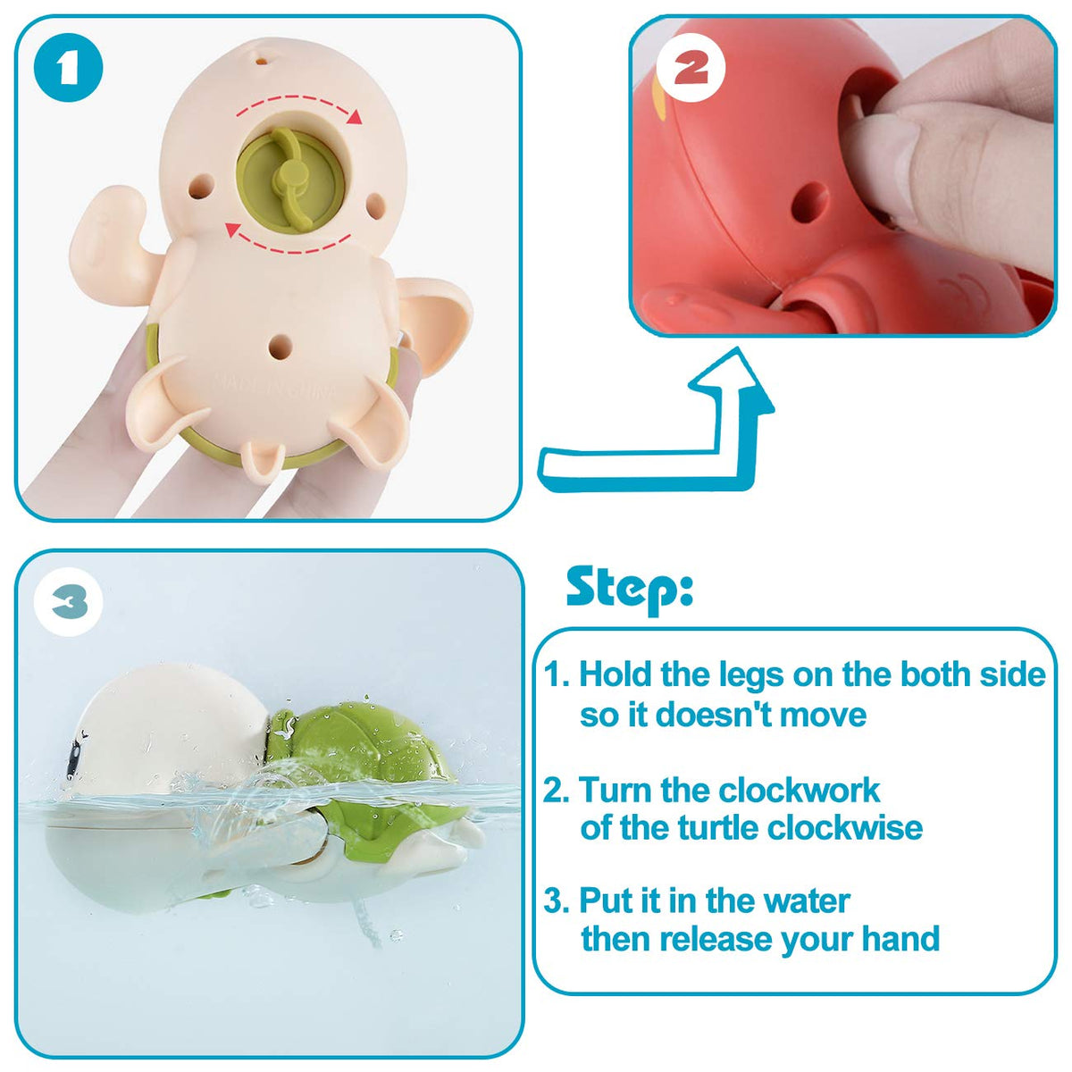 SEPHIX Bath Toys for Toddlers 1-3, Cute Swimming Turtle Bath Toys for 1 2 Year Old Boy Girl Gifts