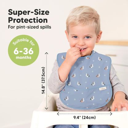 3-Pack Waterproof Baby Bibs for Eating - Lightweight Toddler Feeding Bibs with Large Food Catcher