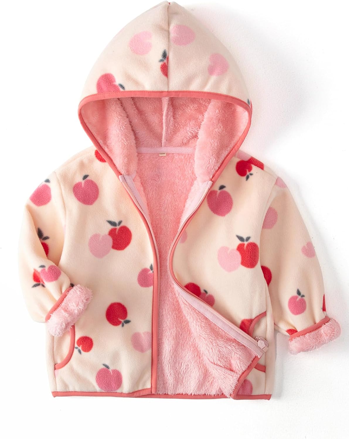Toddler Printed Polar Fleece hooded Jacket Baby Boys Girls Kids Winter Warm Spring Autumn Outerwear