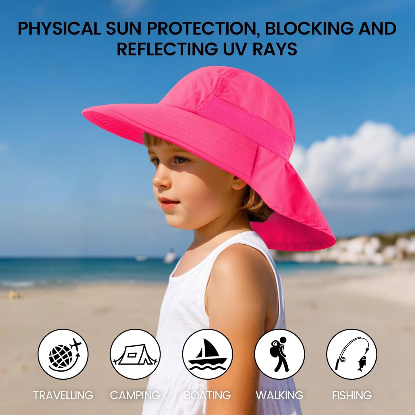 Baby Sun Hat with Neck Flap for Sun Protection Toddler Beach Hat UPF 50+ Outdoors 0-6 Years Boys