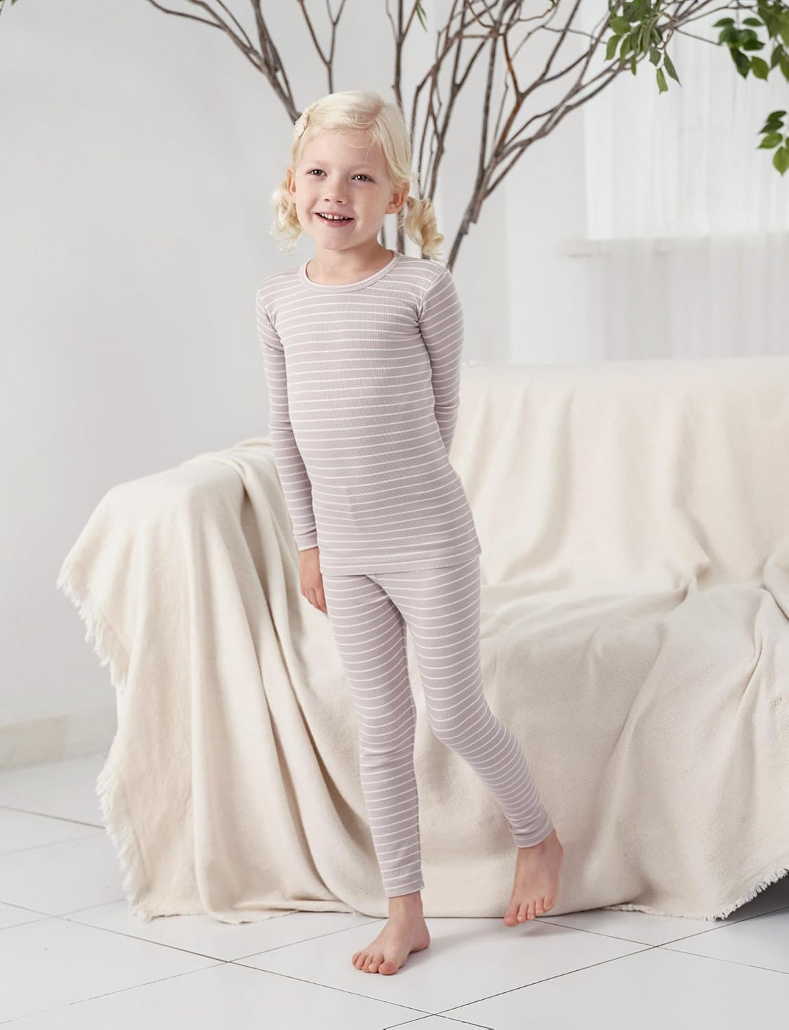 AVAUMA Stripe Pattern Baby Boys Girls Pajama Set Kids Toddler Snug fit Ribbed Sleepwear pjs for
