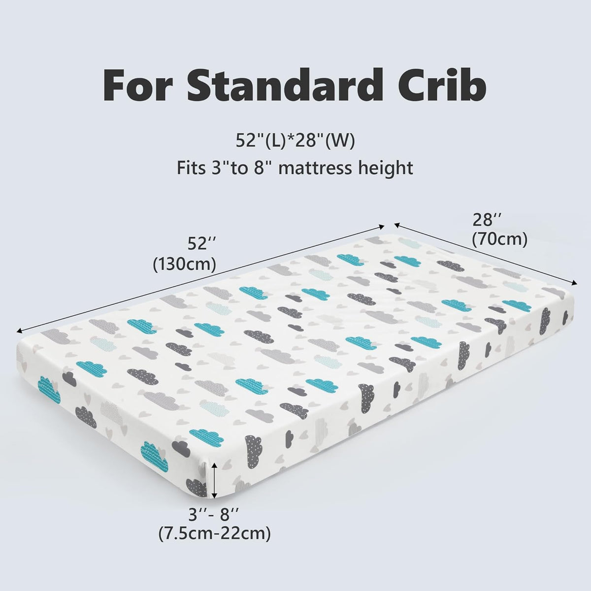 TILLYOU Baby Crib Sheets for Boys Girls, Super Soft Toddler Bed Sheets, 2 Pack Sheets for Standard