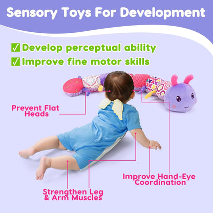 Baby Girl Toys 0-3-6 Months Musical Stuffed Animals Plush Caterpillar Toy with Crinkle Rattles