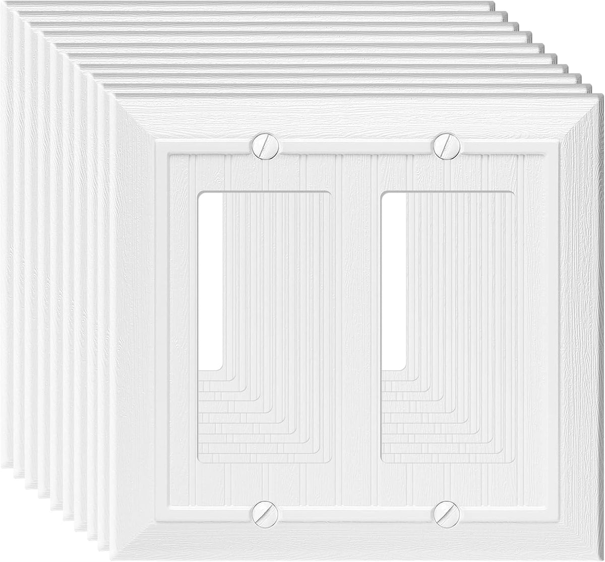 Modern Decorative Wall Plate Switch Plate Outlet Cover, Vintage Retro Wood Grain Design (Double