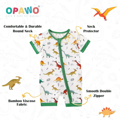 OPAWO Bamboo Baby Pajamas 3 Pack, Double Zipper Bamboo Sleepers for Baby Boy Girl Romper, Toddler