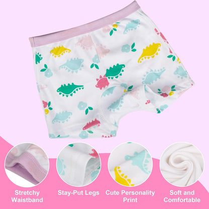 BIG ELEPHANT 10 Pack Toddler Girls' Underwear Boxer Briefs，100% Cotton Super Soft Breathable