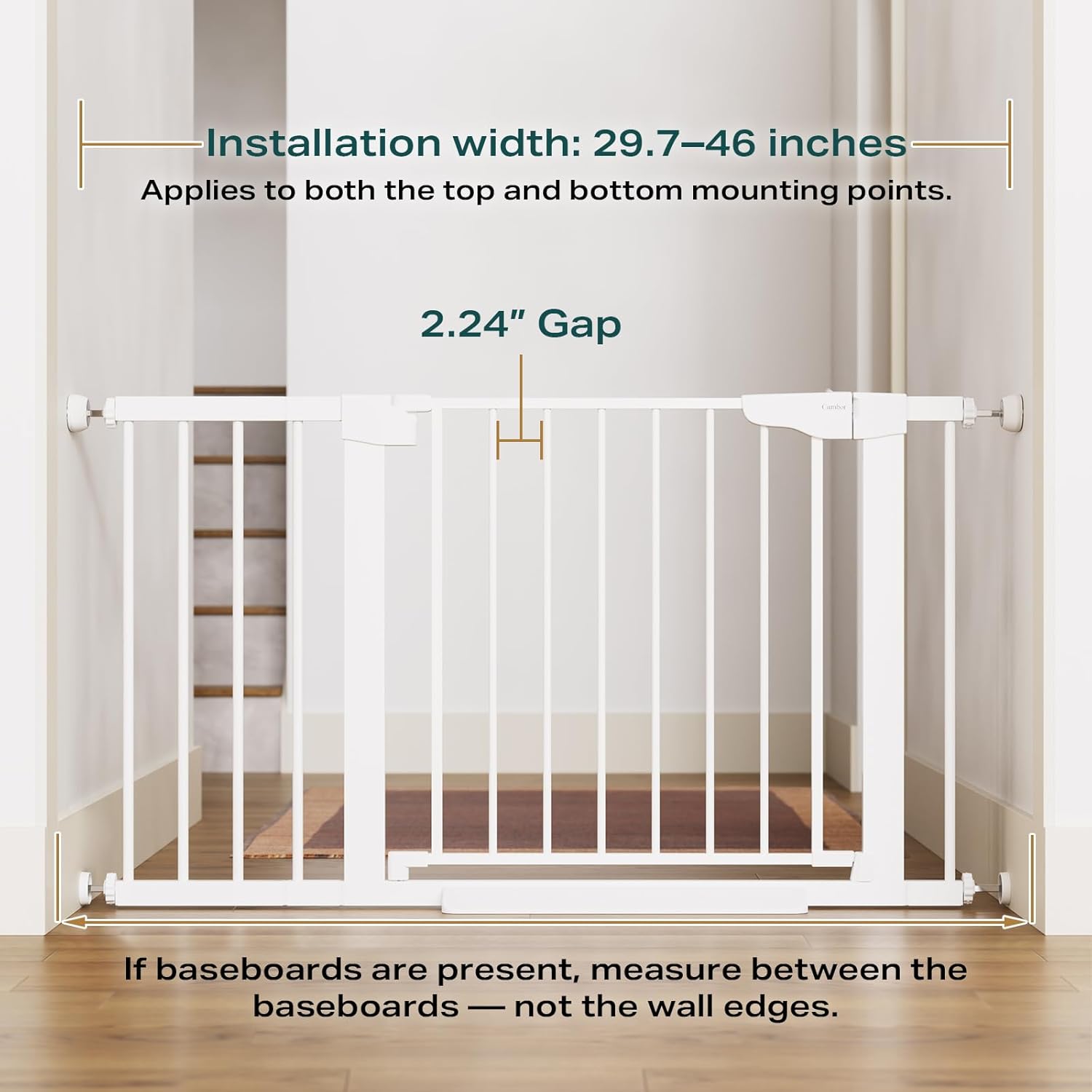 Cumbor 2 Pack 29.7-46" Baby Gate for Stairs, Mom's Choice Awards Winner-Auto Close Dog Gate for