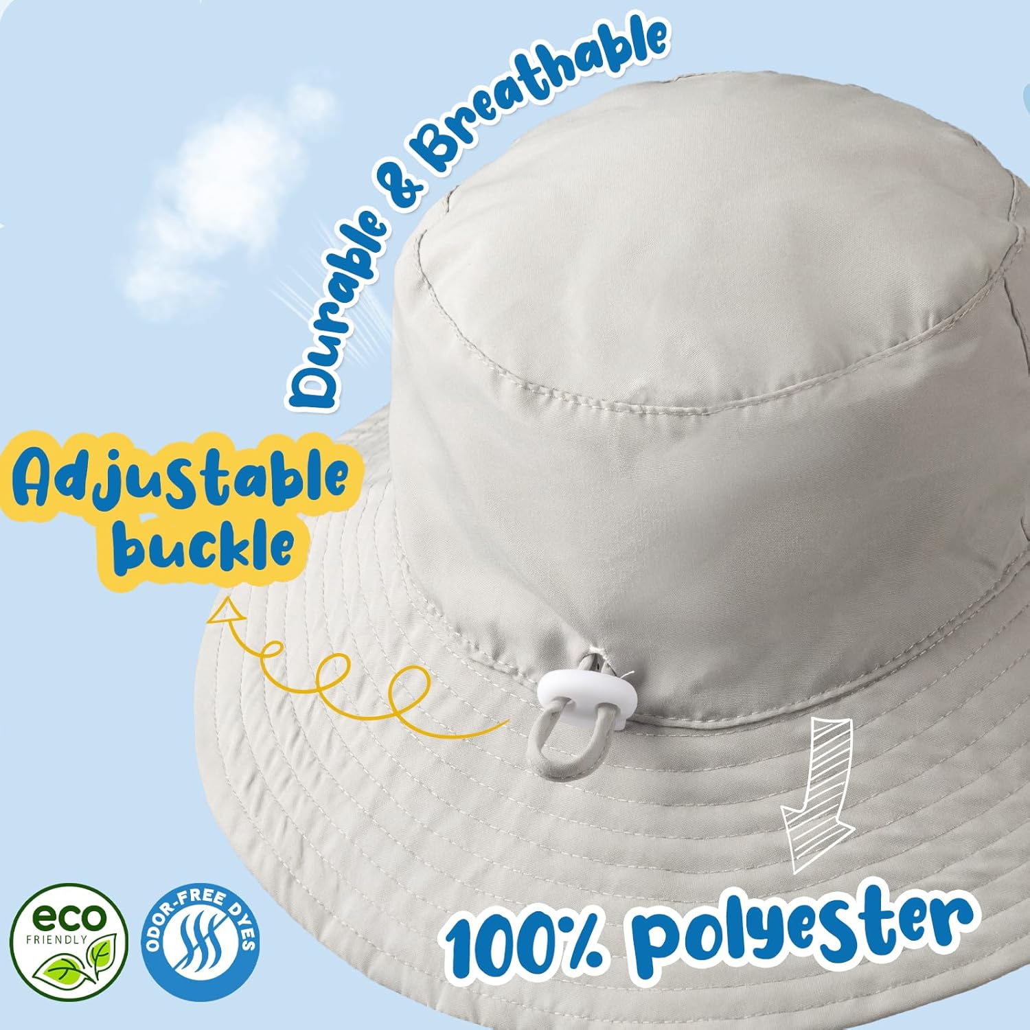 Baby Sun Hat Kids Summer UPF 50+ Toddler Bucket Hat Wide Brim Adjustable Beach Hats for Boys Girls