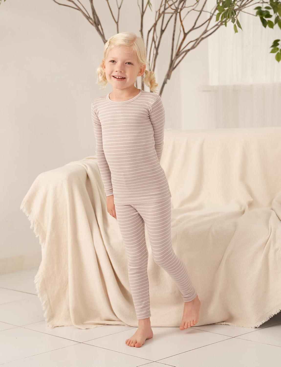 AVAUMA Stripe Pattern Baby Boys Girls Pajama Set Kids Toddler Snug fit Ribbed Sleepwear pjs for