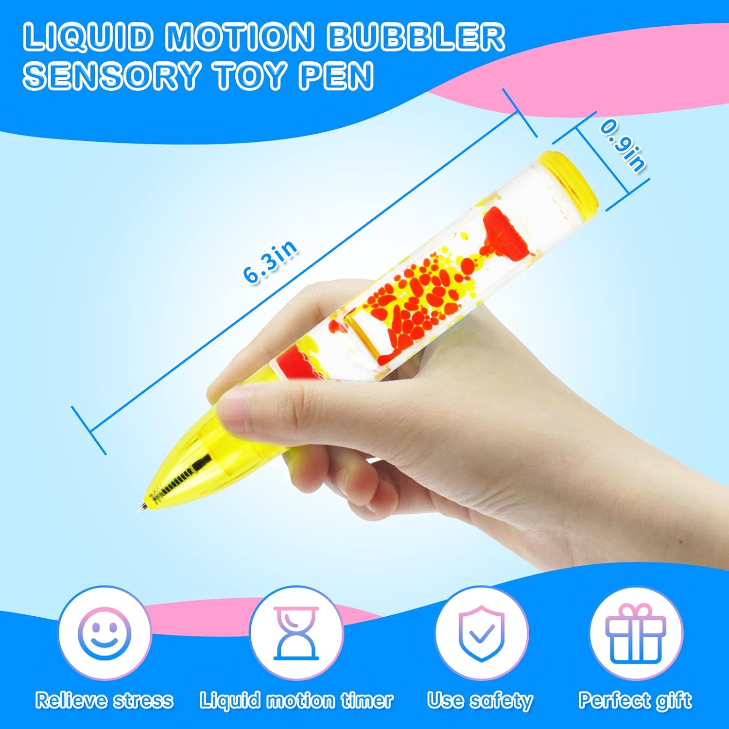 Liquid Motion Bubbler Sensory Toy Pen, Colorful Liquid Timer Pens Great for Stress and Anxiety