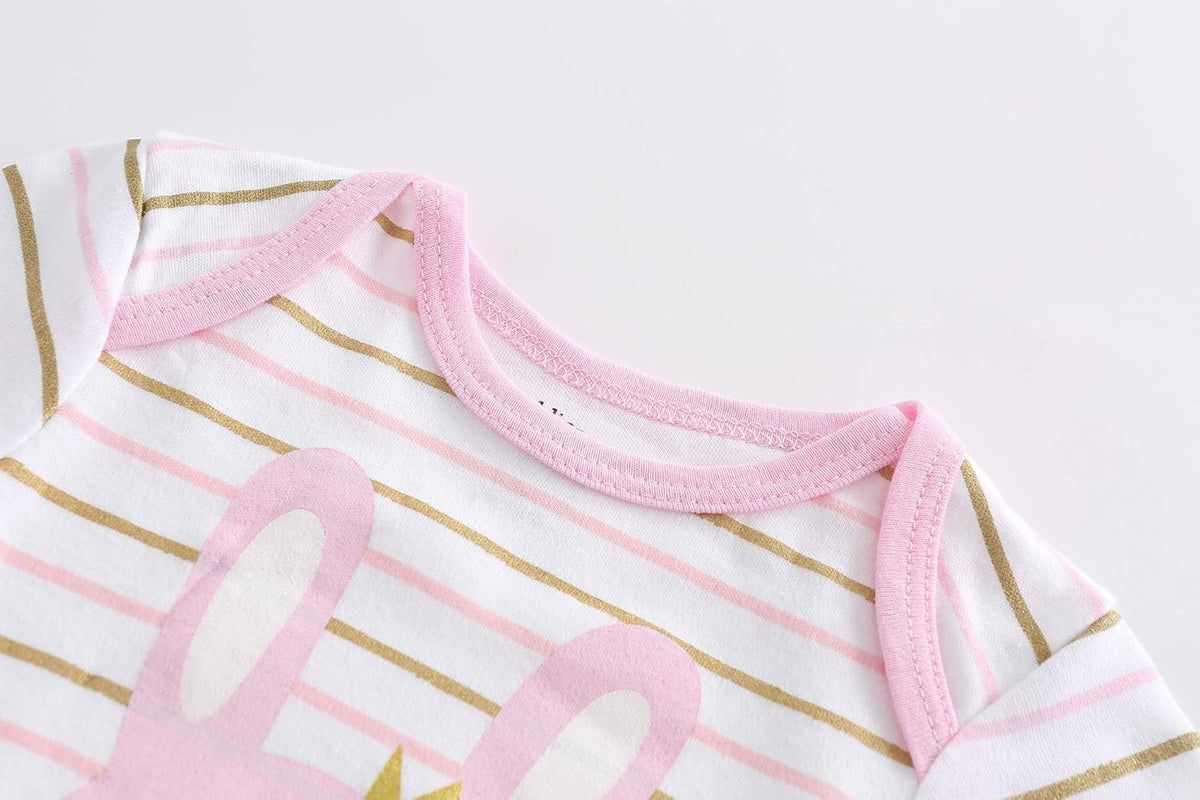 Kiddiezoom Baby Bodysuit Newborn Short Sleeve baby One-Piece Cotton 5-Pack baby clothes