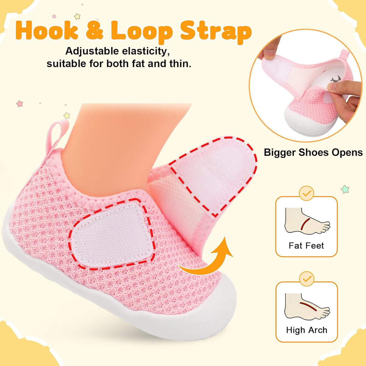FEETCITY Baby First Walking Shoes Wide Baby Shoes Infant Sneakers Newborn Crib Shoe Barefoot