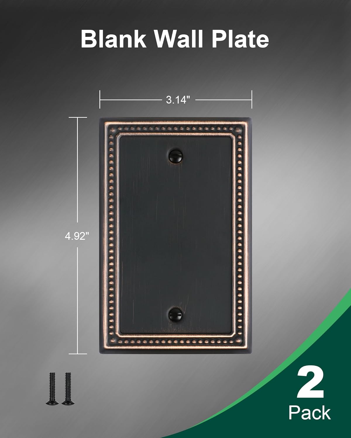 2-Pack Blank Outlet Cover Wall Plate, Metal Switch Plates Outlet Covers, Aged Bronze Pearls Beaded