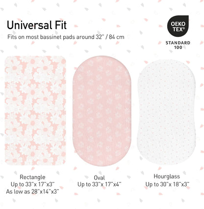 Gllquen Baby Muslin Bassinet Sheets 3 Pack, Breathable Elastic Cozy Fitted Cotton Bassinet Mattress