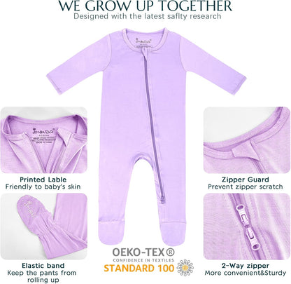 Jimonda Baby Boy Romper 4-Pack - Bamboo Zip-Up Pajamas for 0-24 Months,Unisex Footed