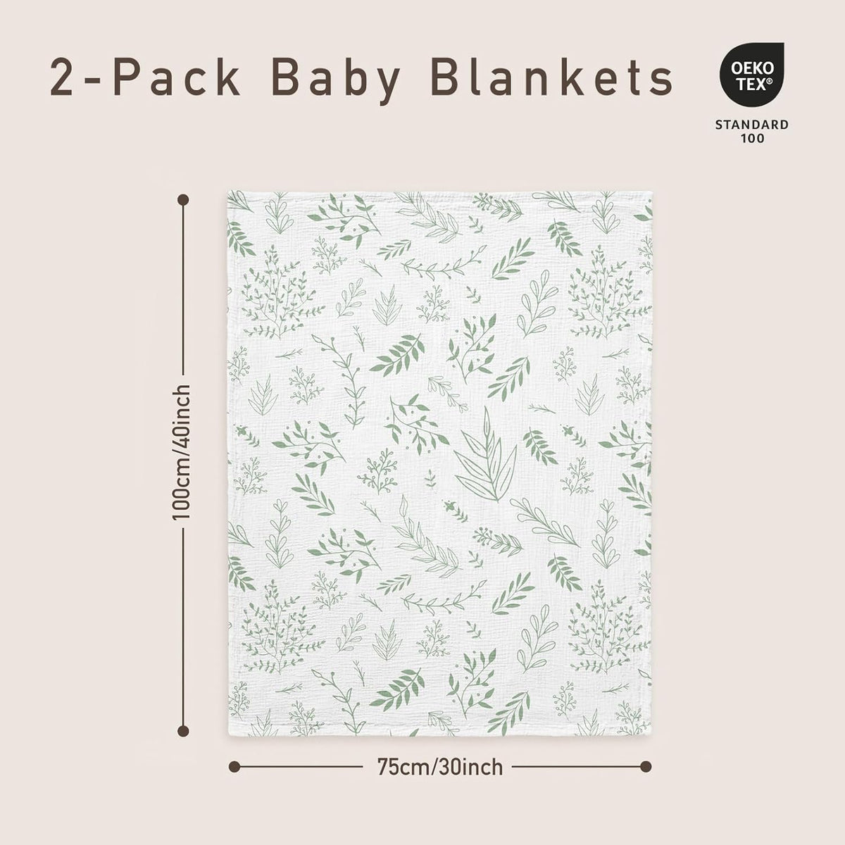 GLLQUEN BABY Blankets for Unisex Boys Girls, 2-Pack Muslin Cotton Front Soft and Breathable, and