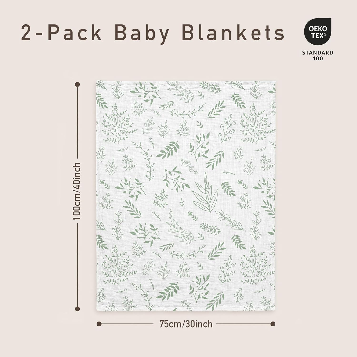 GLLQUEN BABY Blankets for Unisex Boys Girls, 2-Pack Muslin Cotton Front Soft and Breathable, and