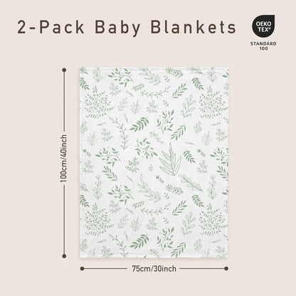 GLLQUEN BABY Blankets for Unisex Boys Girls, 2-Pack Muslin Cotton Front Soft and Breathable, and