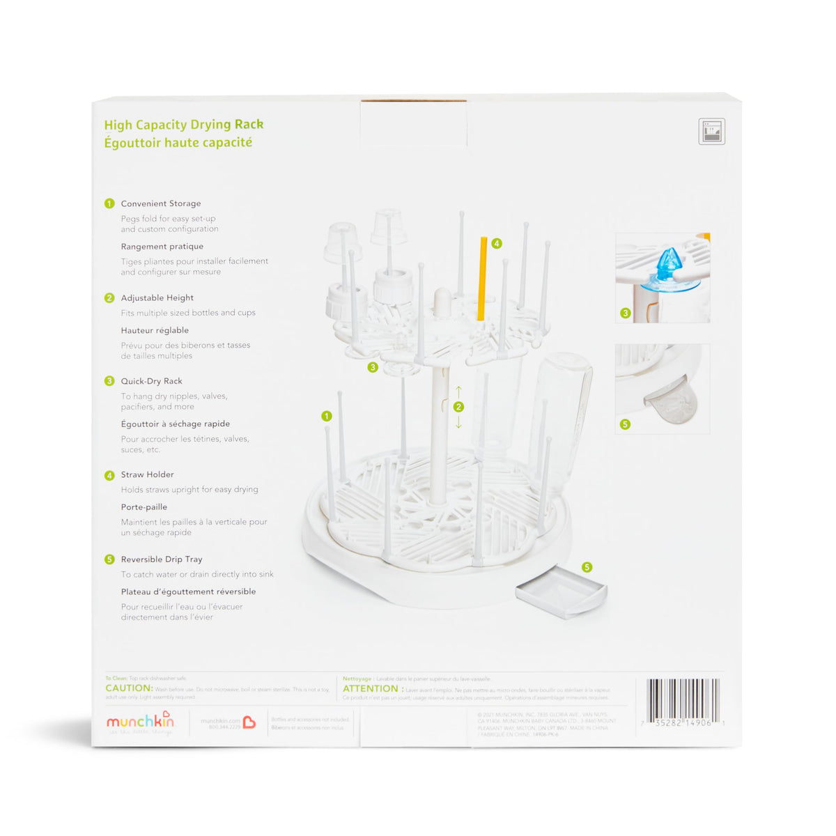 Munchkin® High Capacity Drying Rack for Baby Bottles and Accessories, White