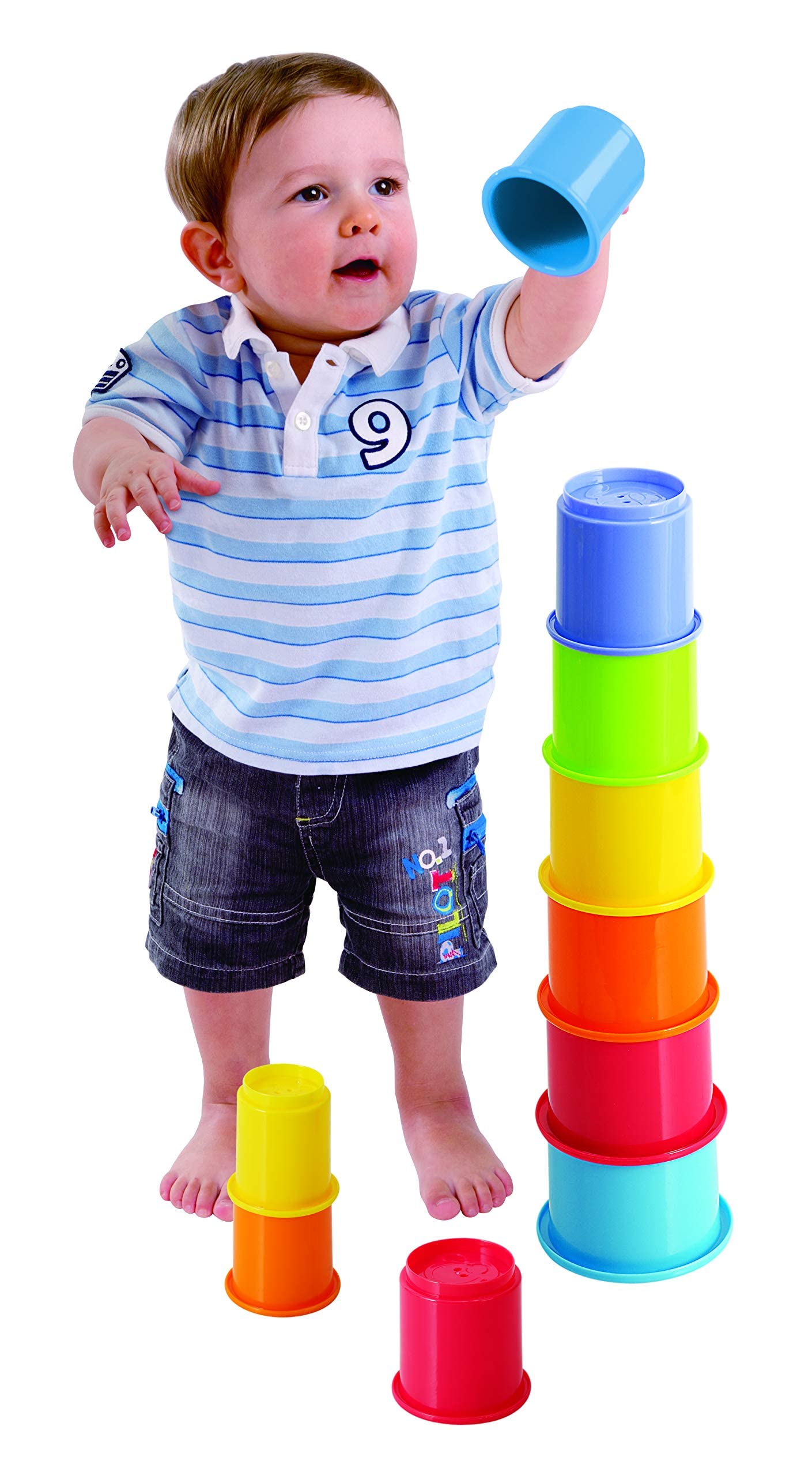 KIDSTHRILL Rainbow Colors Baby Stacking Cups for Toddlers, Tall Baby Stacking Toys Nesting Cups