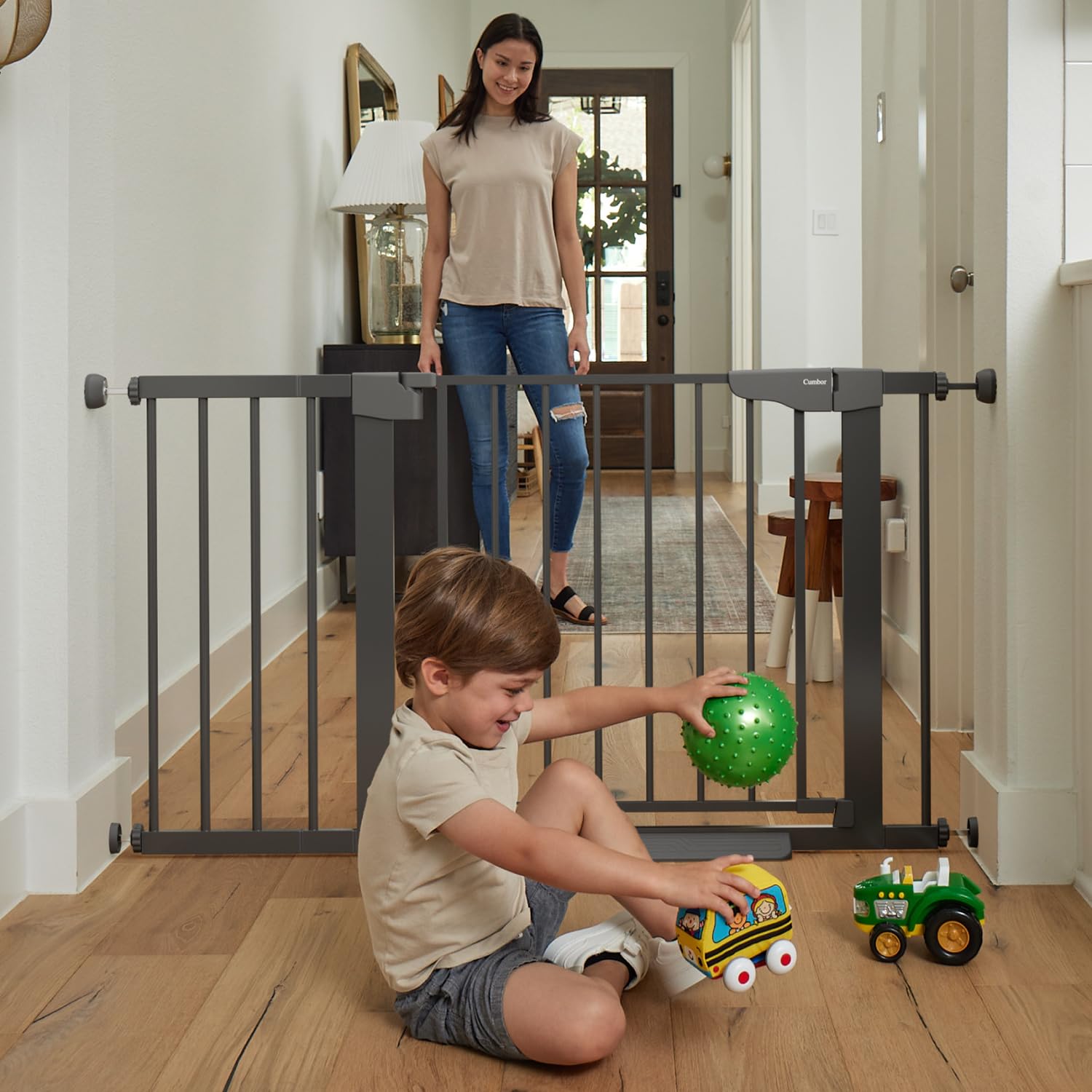 Cumbor 29.7-46" Baby Gate for Stairs, Mom's Choice Awards Winner-Auto Close Dog Gate for The House
