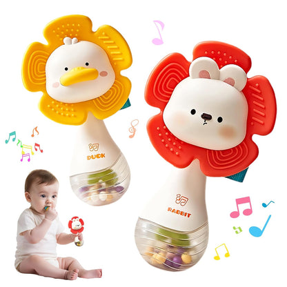 weirtoya 2 PCS Baby Rattles Teething Toys 3-6 Month, Baby Toys for 0-6 Months Infant Toy Sensory