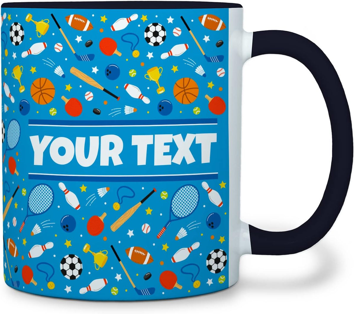 Personalized Mug for Kids - Sports - Custom Name/Text, Ceramic Hot Chocolate/Cocoa/Coffee Cup for