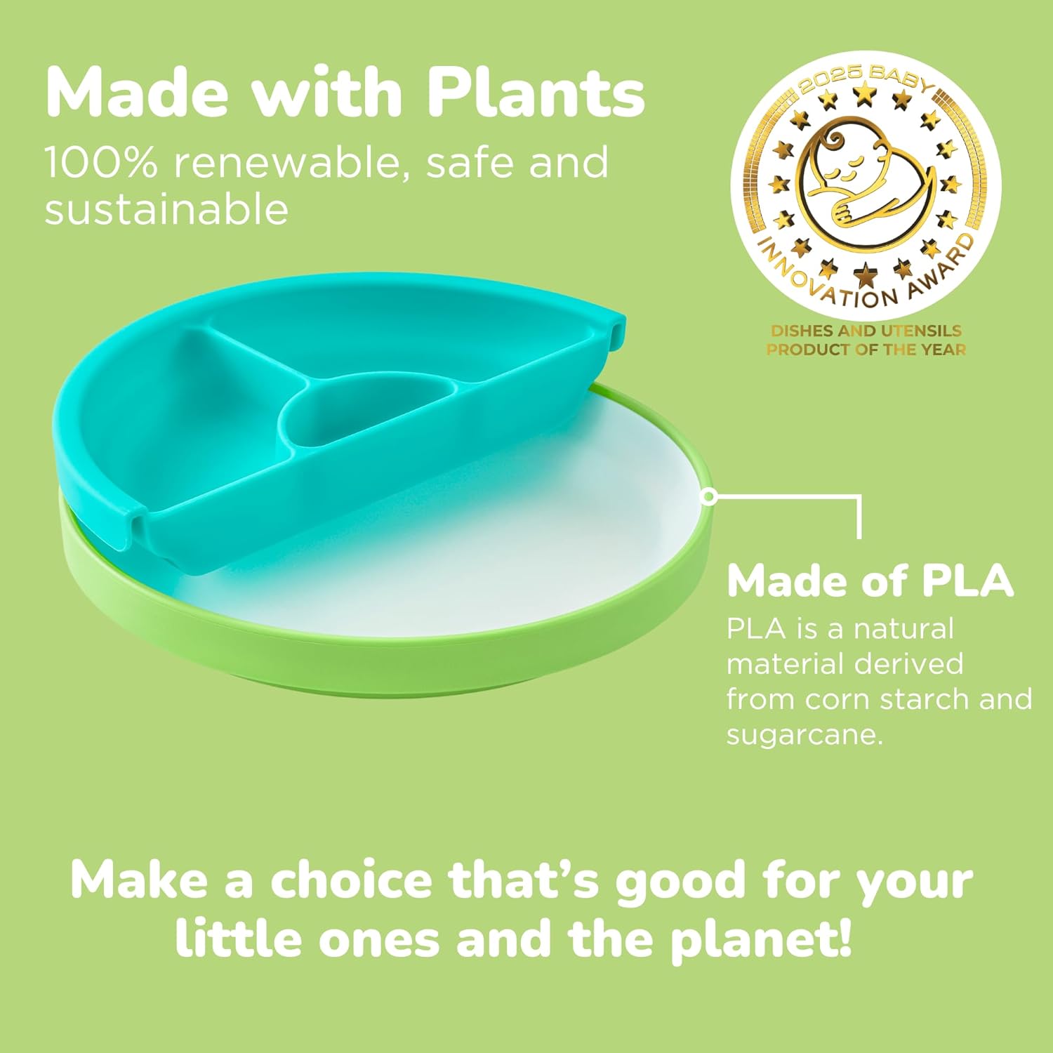 Omie® Easy Scoop Plates for Kids | Unique Design Helps Food Fall into the Spoon, Not on the Table |