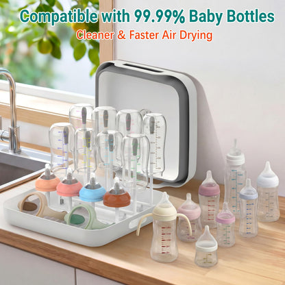 Yecuip Collapsible Baby Bottle Wash Basin w/Drying Rack & Drain Plug, Gray