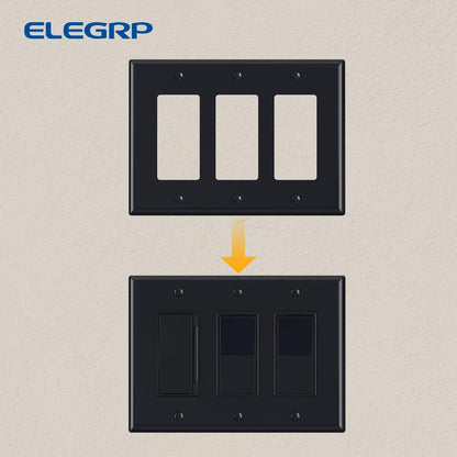 ELEGRP 3-Gang Decorative Wall Plates, Mid-Size 4.88" H x 6.75" L Unbreakable Thermoplastic