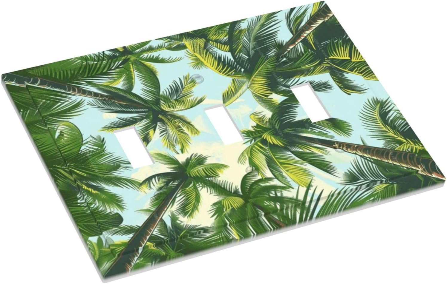 Summer Sky Coconut Palms Trees Green Plants Leaf Decorative Switch Plates 3 Gang Wall Plate Triple