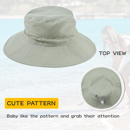 Peecabe Summer Baby Sun Hat for Boys Girls UPF 50+ Wide Brim Toddle Bucket Hat Adjustable Baby