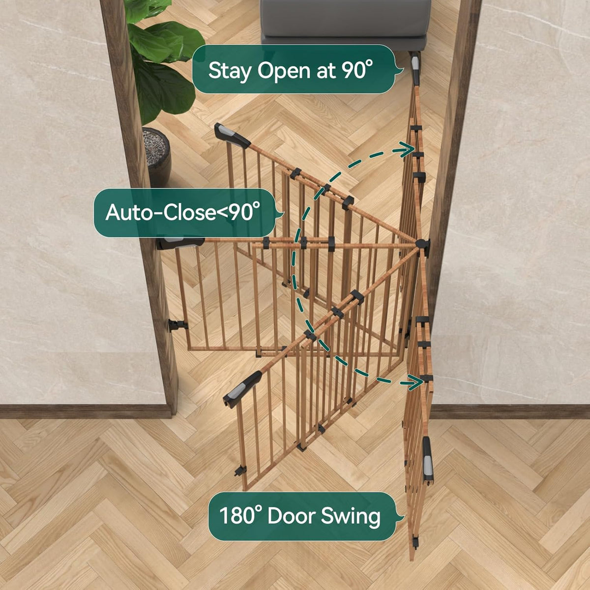 Babelio 26-43" No Bottom Bar Baby Gate for Babies, Elders and Pets, 2-in-1 Hardware Mount Dog Gate