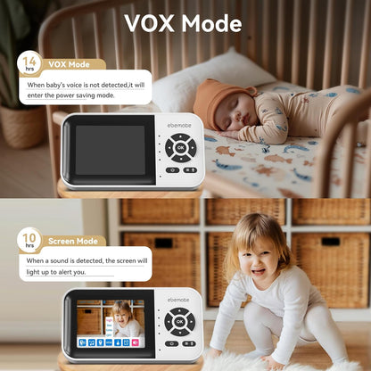 ebemate WiFi Video Baby Monitor,2.8" Display with 1080P Camera,No Glow Night Vision,2-Way Talk &
