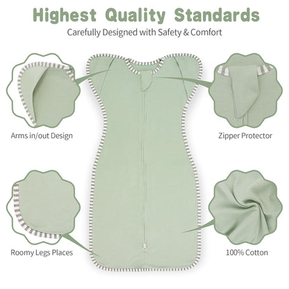 Baby Sleep Swaddles Arms up Swaddle 6-9 Months, Baby Transitional Swaddle Sack with 2-Way Zipper