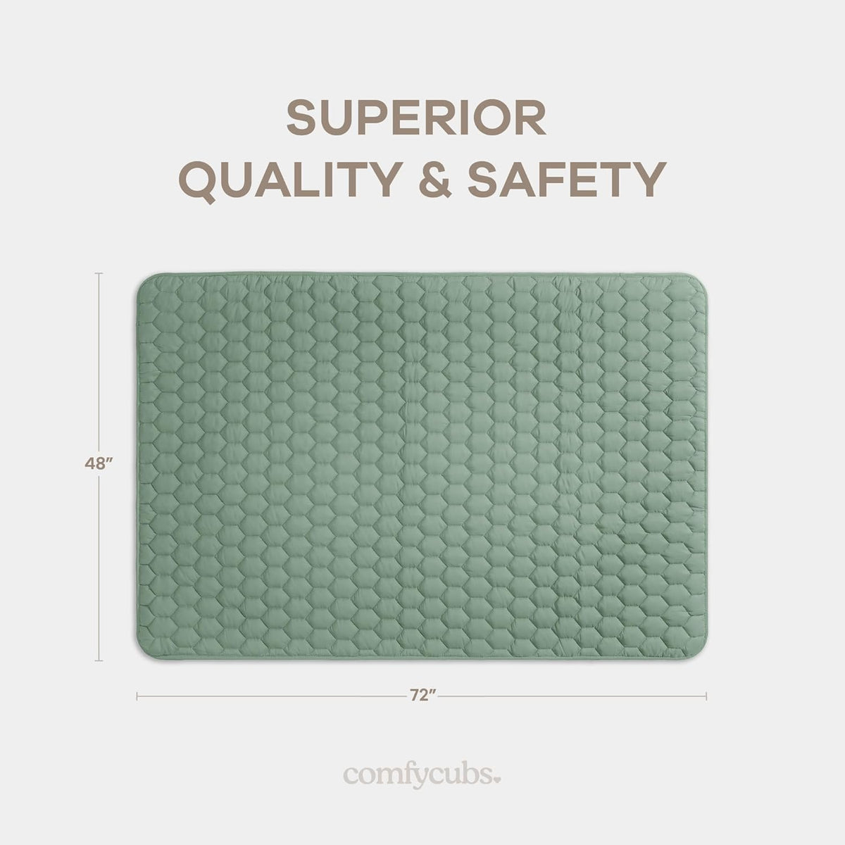 Comfy Cubs Rectangle Kids Play Mat - Medium 48 x 72 inches Soft Quilted Baby Floor Mat with
