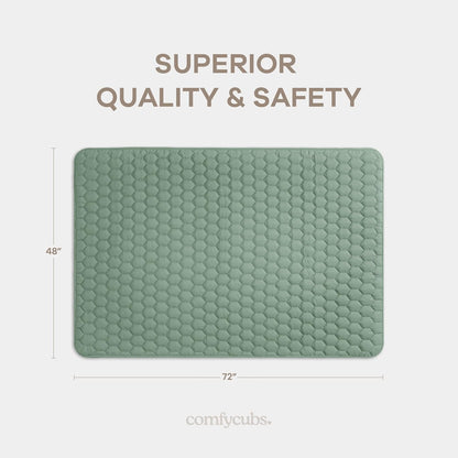 Comfy Cubs Rectangle Kids Play Mat - Medium 48 x 72 inches Soft Quilted Baby Floor Mat with