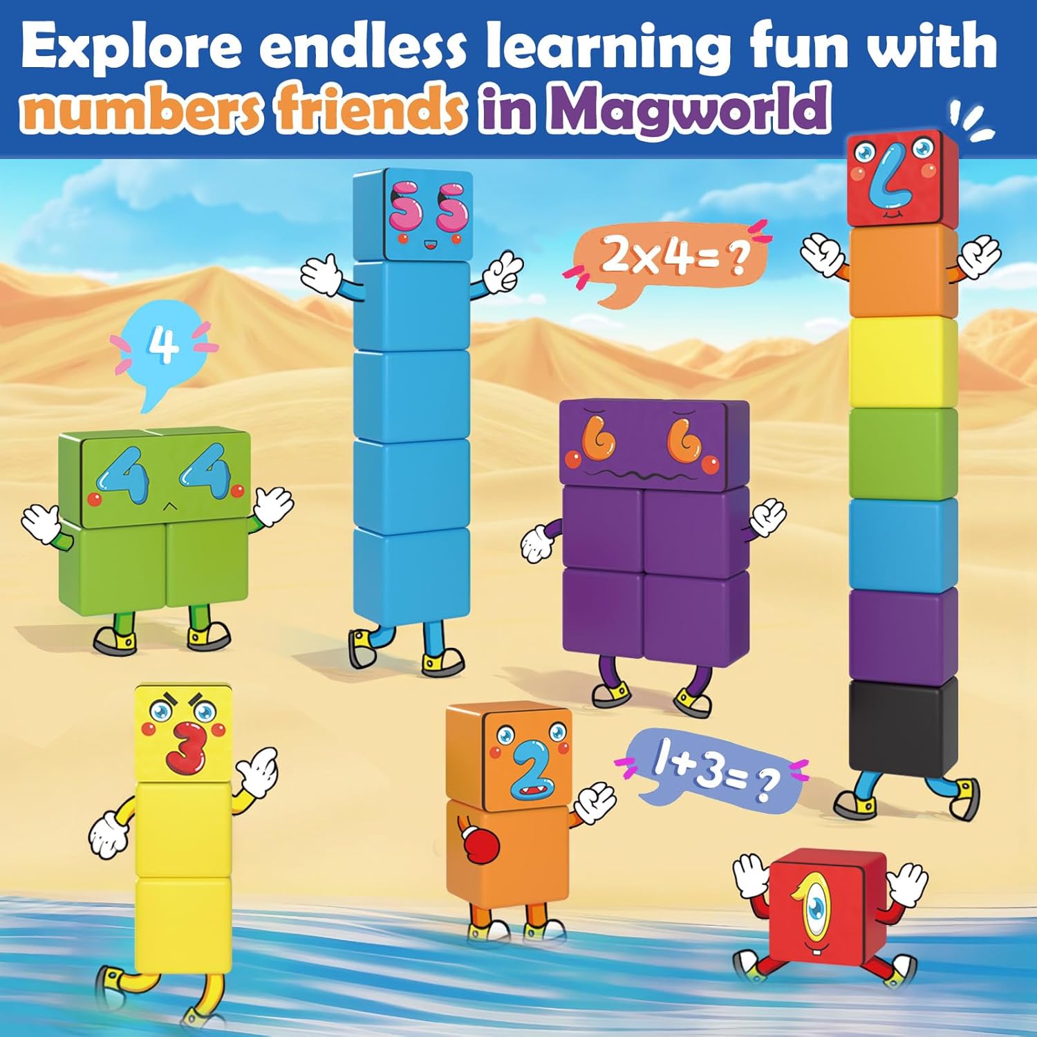Magnetic Blocks World Building Blocks Edition, STEM Educational Montessori Sensory Learning