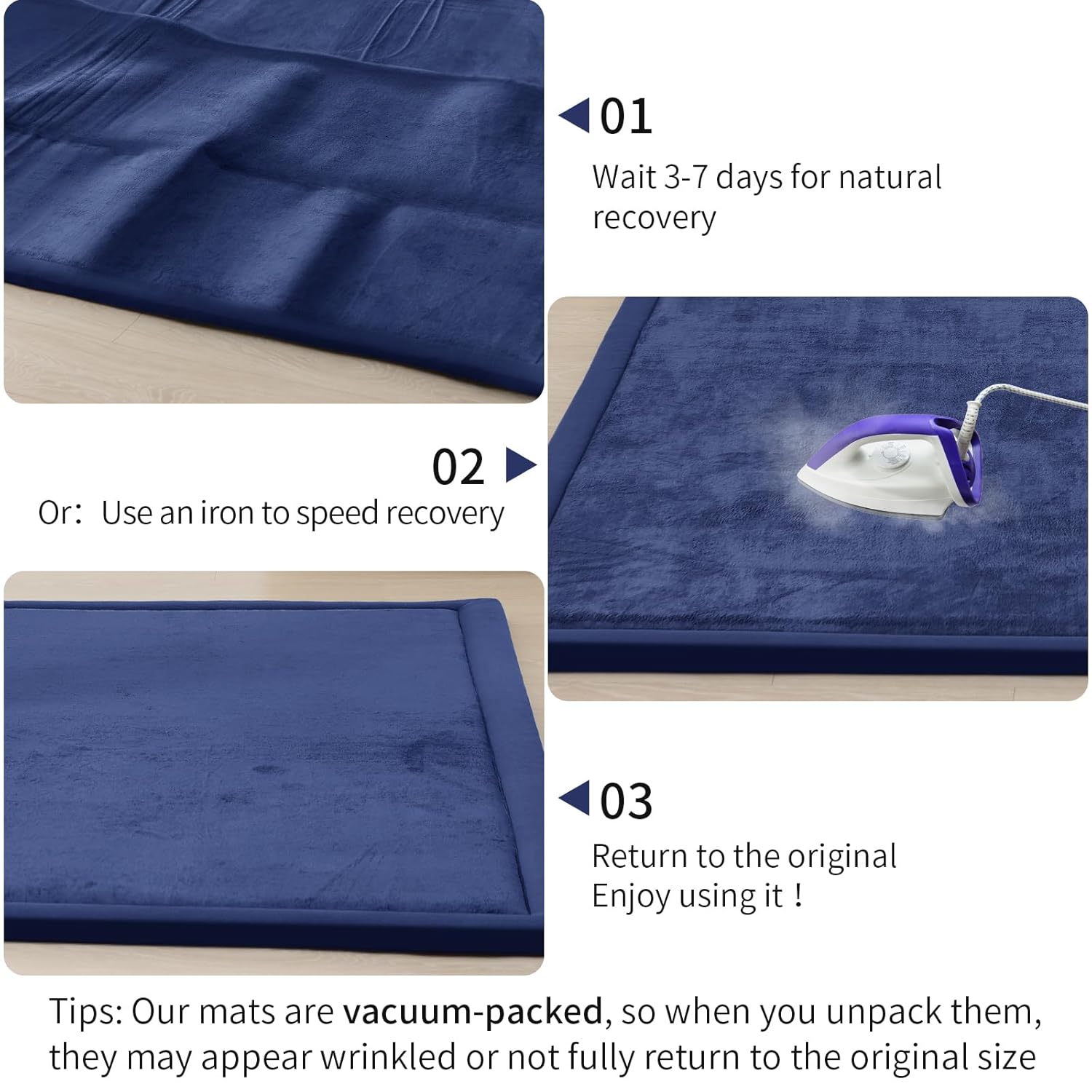 ACOMOPACK Baby Play Mat for Floor 1.3" Thick Memory Foam Play Mat 39"×59" Tummy Time Crawling with