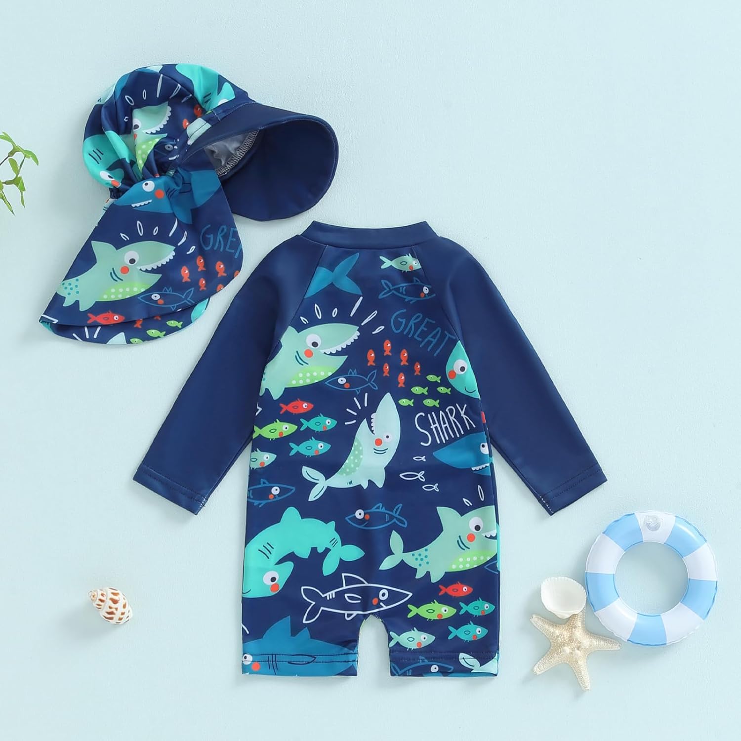 Hnyenmcko Baby/Toddler Boy Rash Guard Swimsuit Long Sleeve One Piece Zipper Swimwear Sunsuit Infant