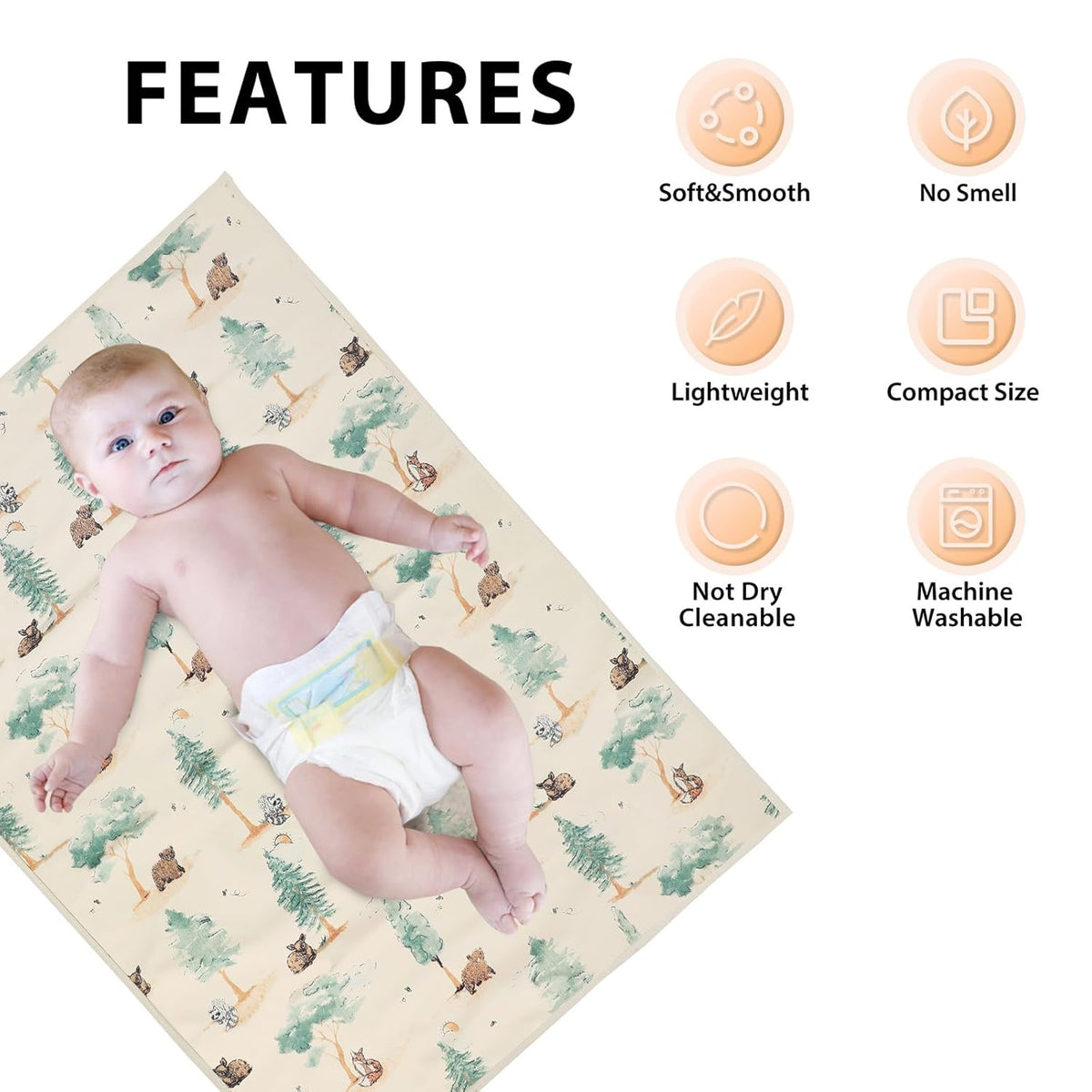 Vegan Leather Baby Changing Mat - Wipeable Portable Changing Pad, Foldable Travel Changing Mat for