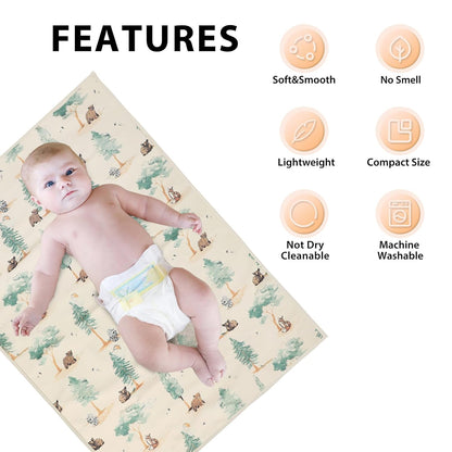 Vegan Leather Baby Changing Mat - Wipeable Portable Changing Pad, Foldable Travel Changing Mat for