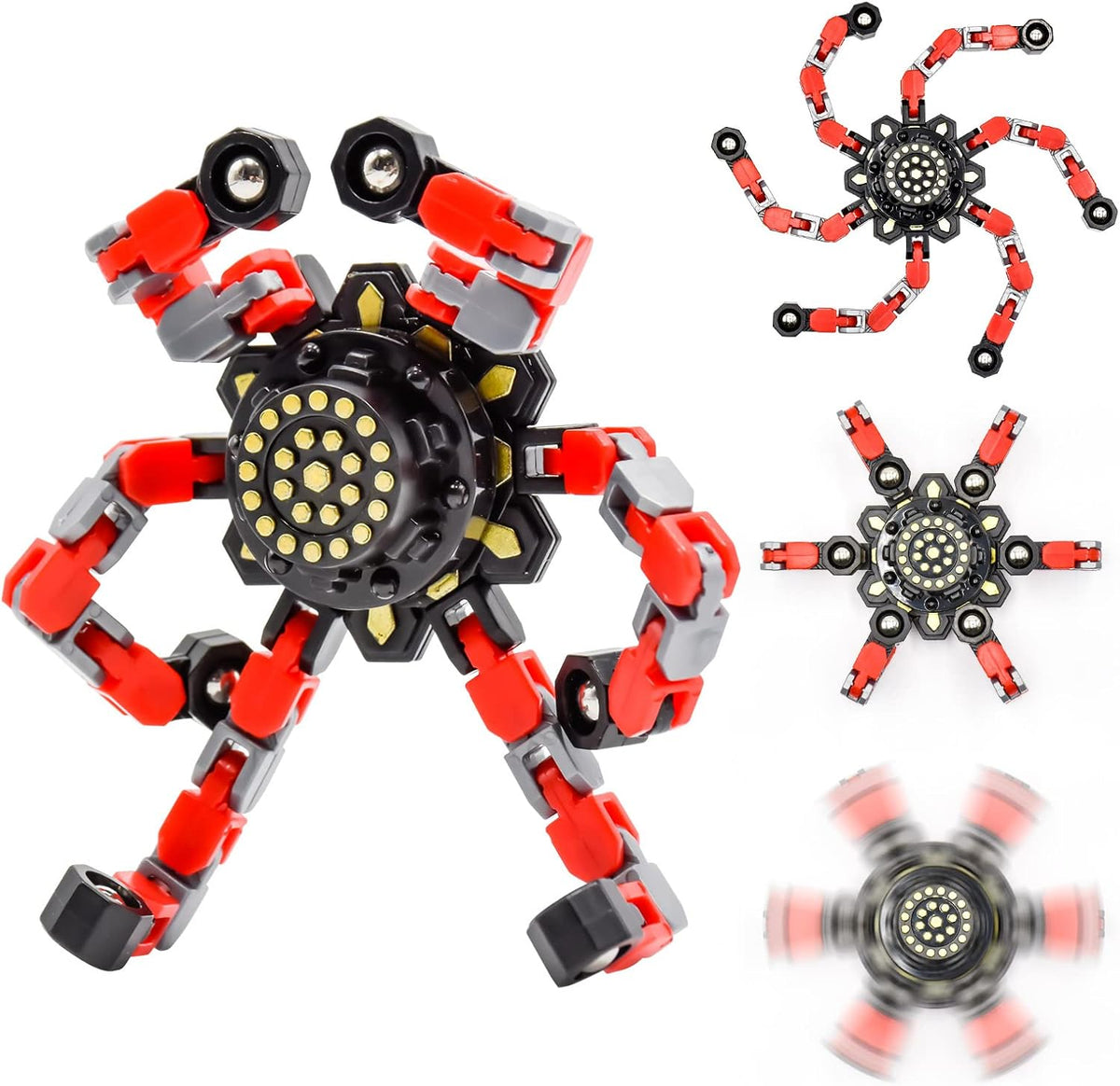4 PCS Fidget Spinner Sensory Toys,Creative Top Spinning Stress Relief Hand Toy,Transformable Chain
