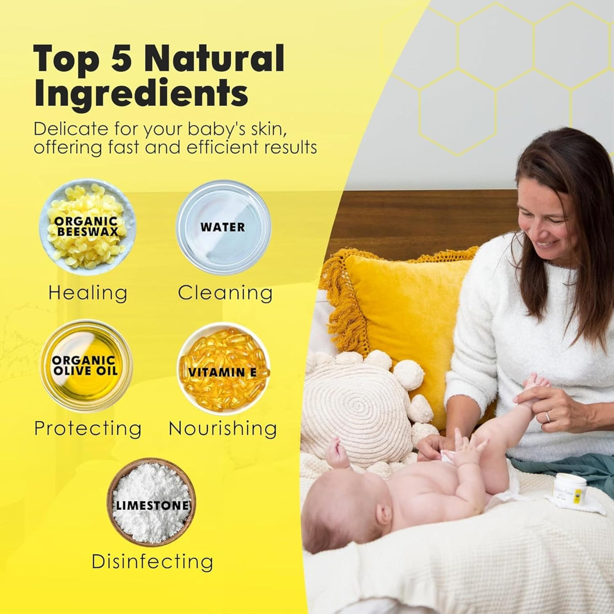 La Petite Creme French Organic Diaper Balm (1 oz) - Healing & Nourishing Diaper Cream - Gentle &