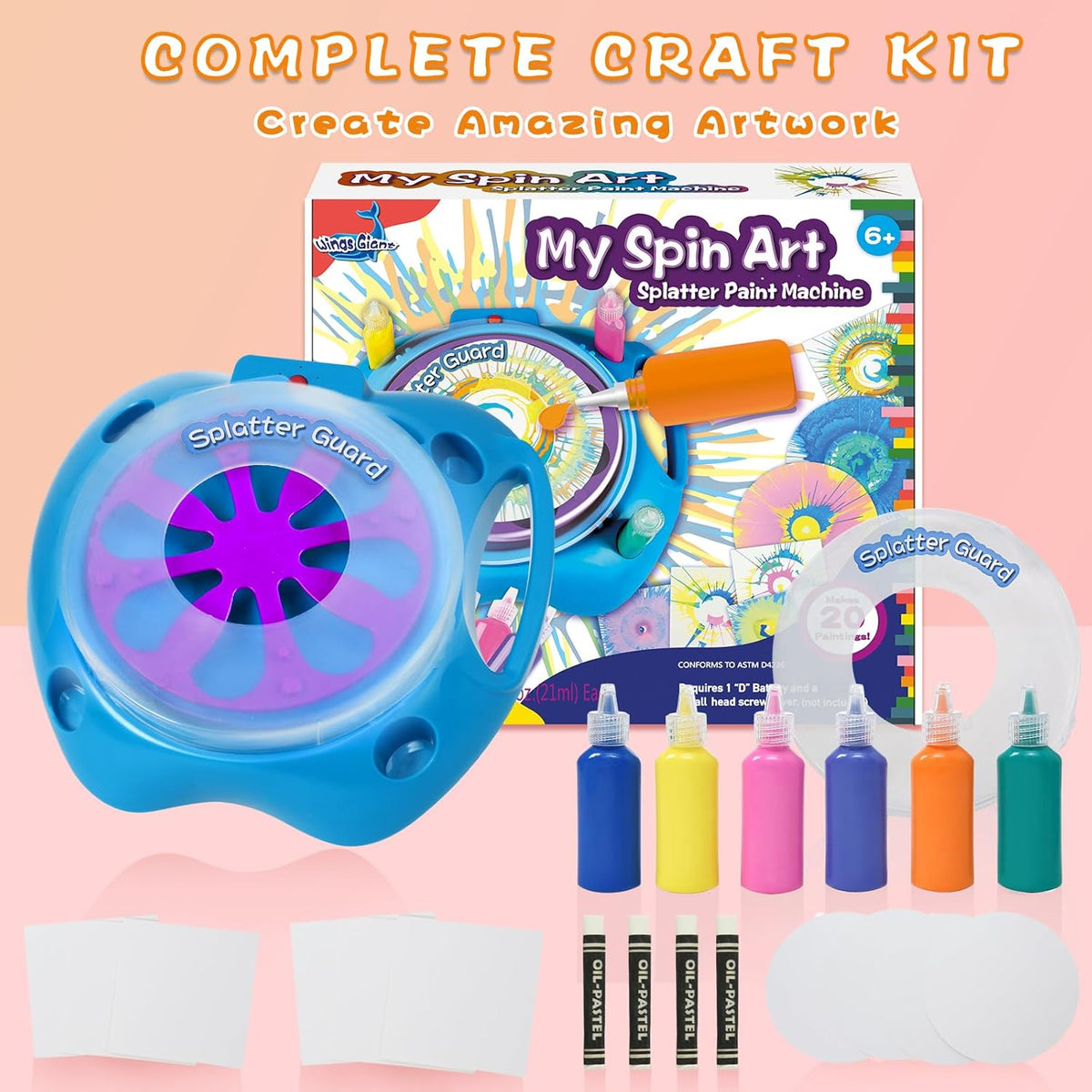 Spin Art Machine Variable Speed, Battery Operated Spinner - Paint Spinner with Splatter Guard