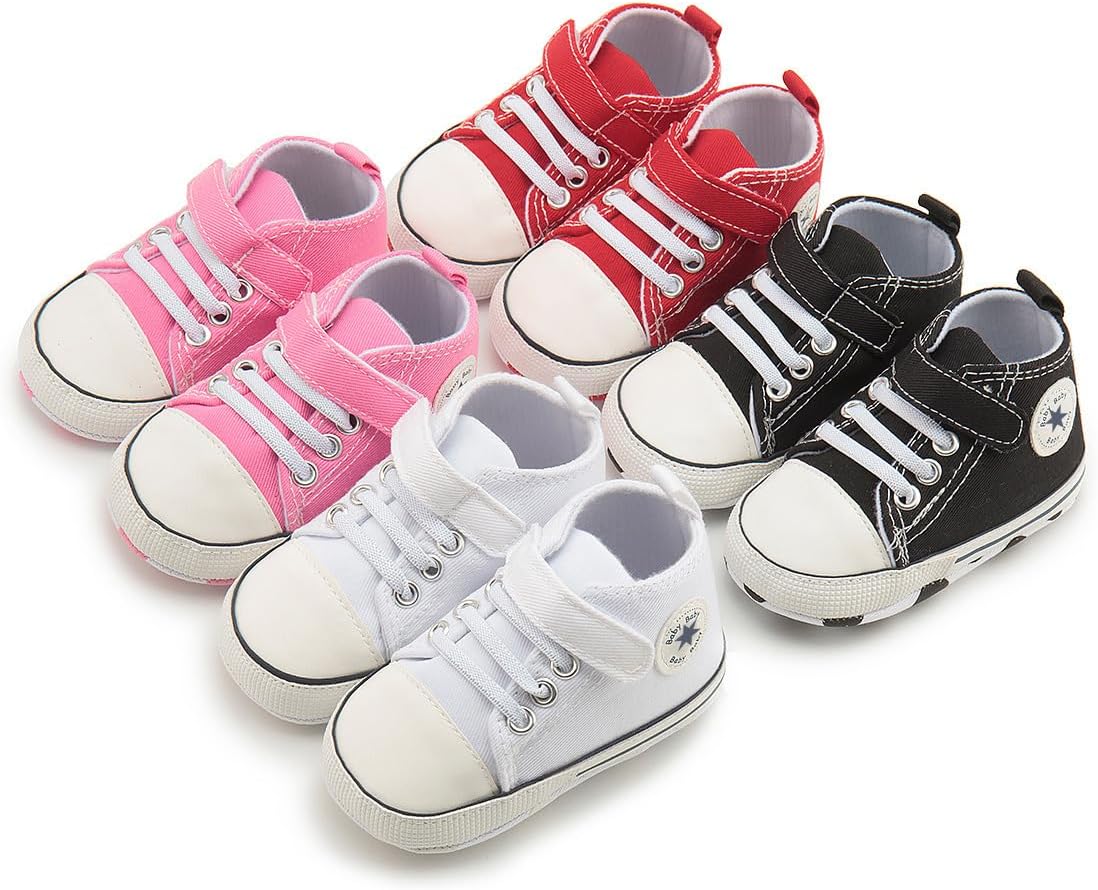 Unisex Baby Girls Boys Canvas High-top Shoes, Newborn Infant Anti-Slip Soft Sole Frist Walking
